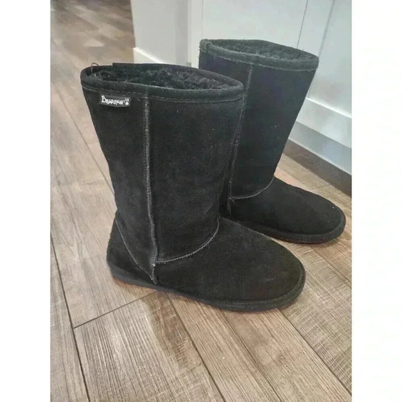 BearPaw Black Mid Calf Boot Womens Size 11 m410W-Eva Sheepskin/Wool Lining - Picture 1 of 9